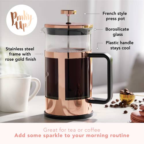 Piper™ Rose Gold-Framed Glass Coffee & Tea Press Pot - 34oz
